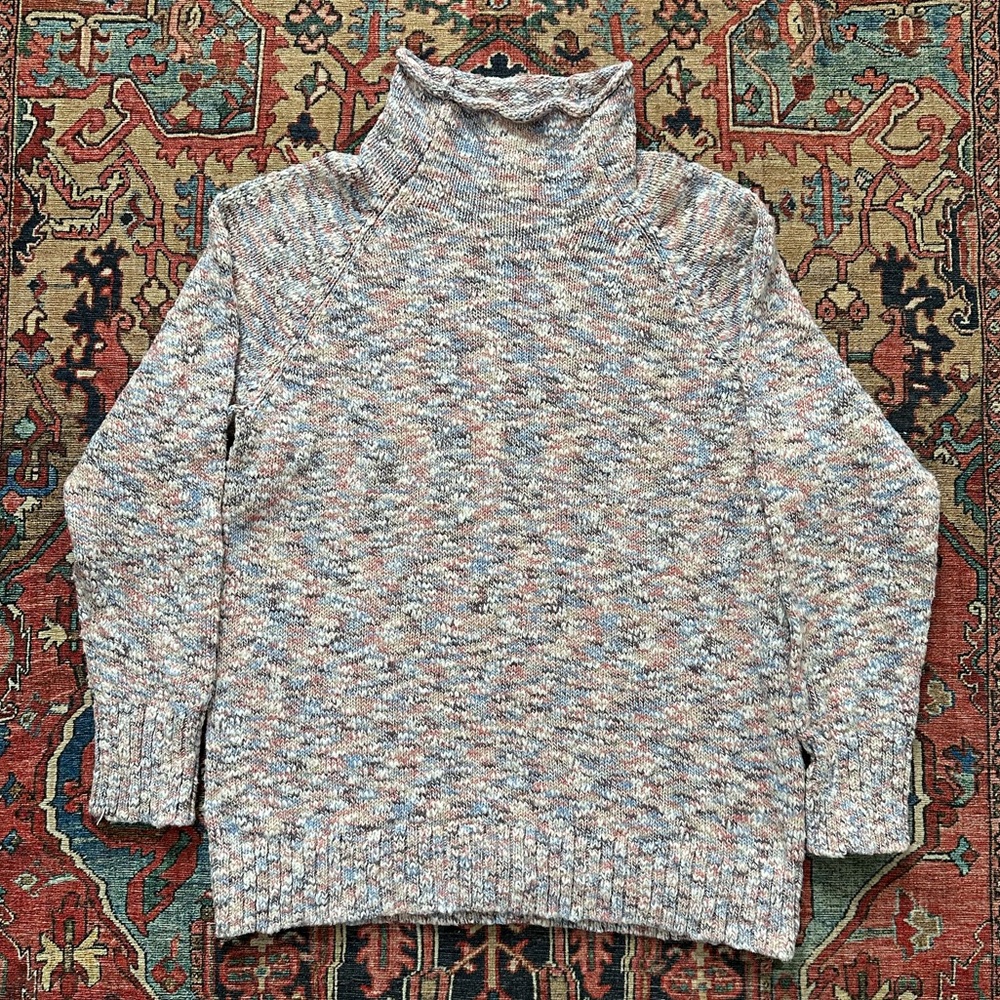 L.L. Bean Rollneck Turtleneck Pastel Sweater 100% Cotton Womens M Petite